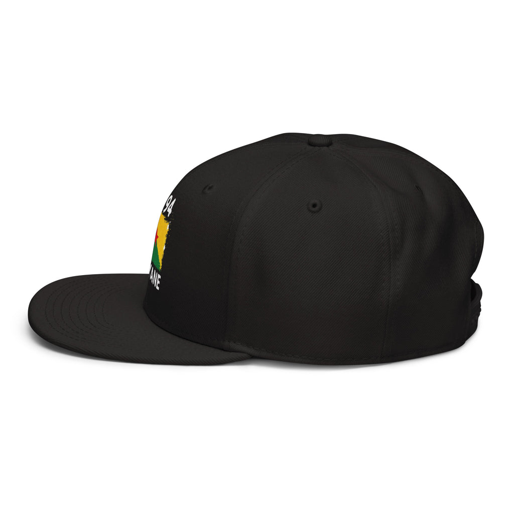 Snapback noire Guyane +594 - vue latérale gauche - Indicatif Fier