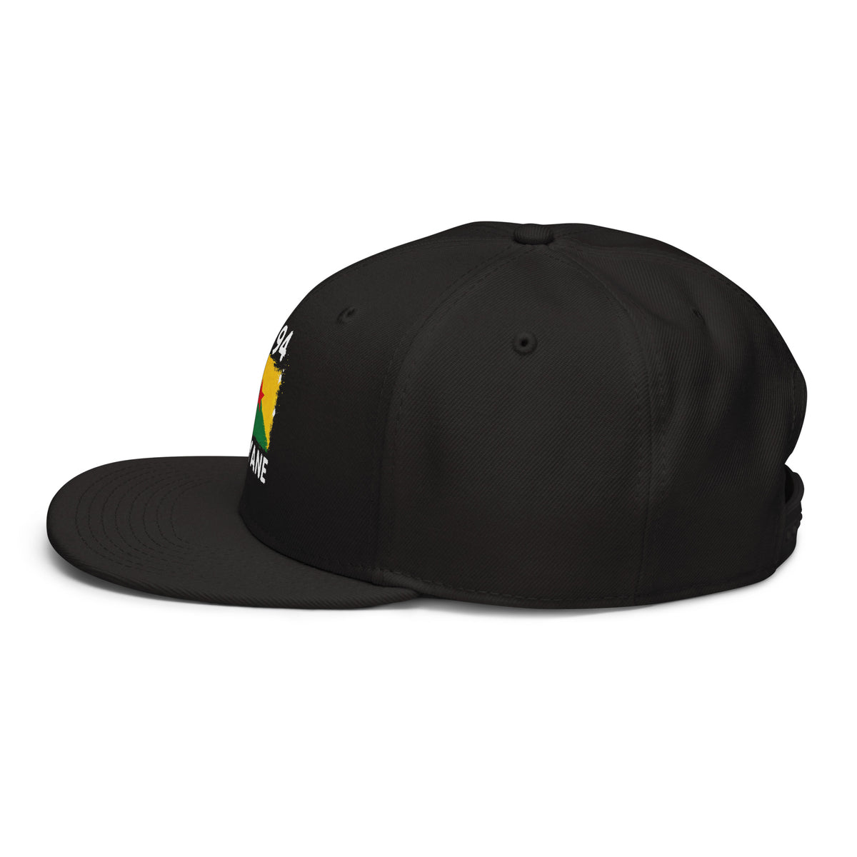 Snapback noire Guyane +594 - vue latérale gauche - Indicatif Fier