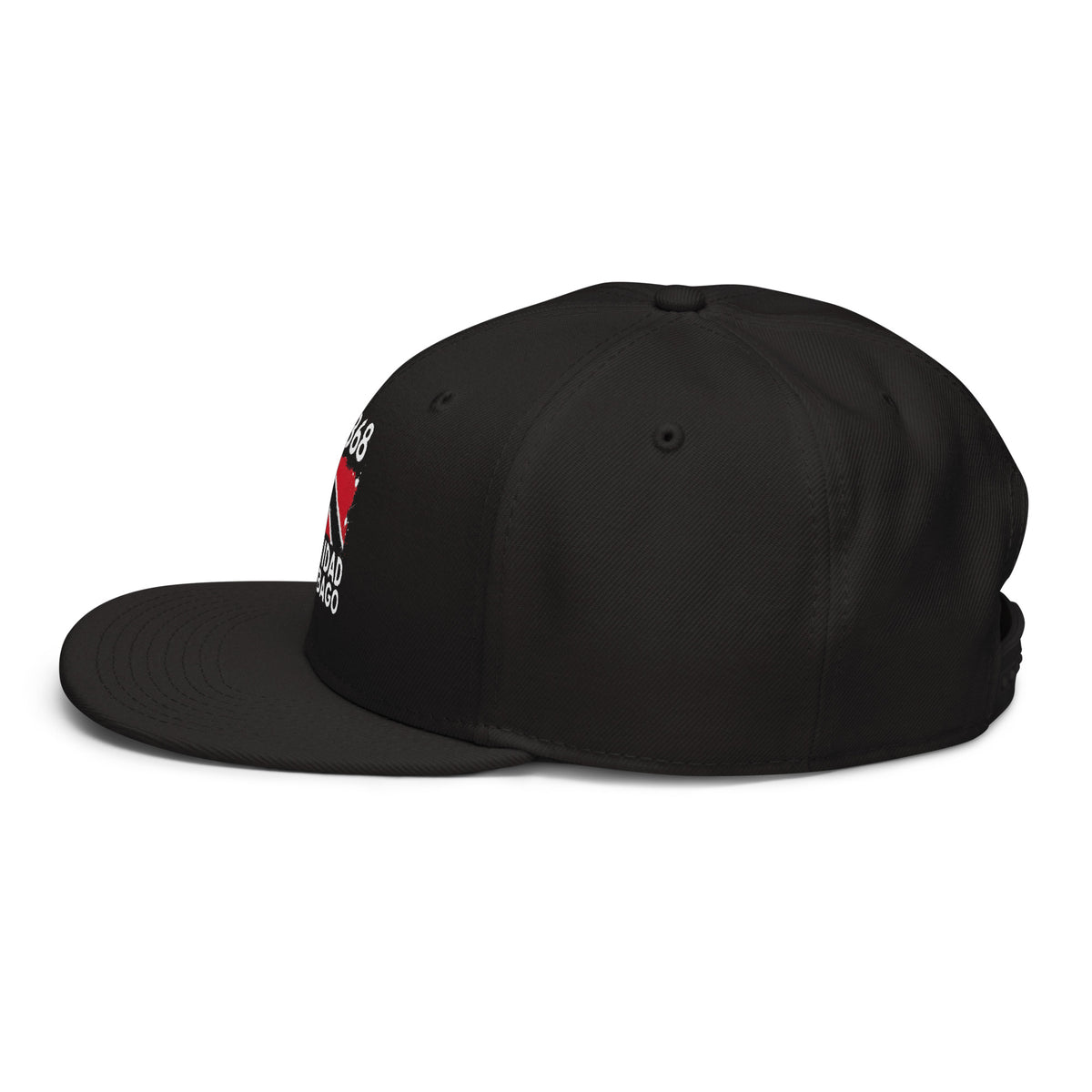 Snapback noire Trinidad & Tobago +1868 - zoom côté gauche - Indicatif Fier