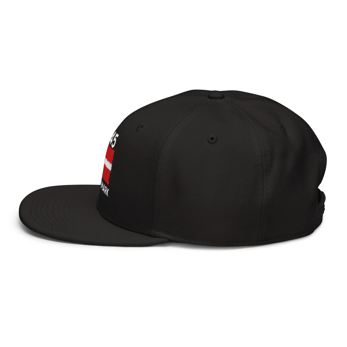 Snapback Danemark +45 noir - vue de profil gauche