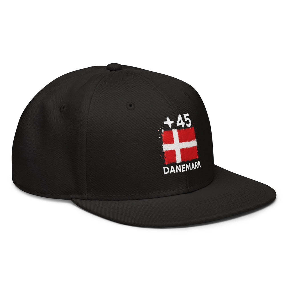 Snapback Danemark +45 noir - vue trois-quarts droite