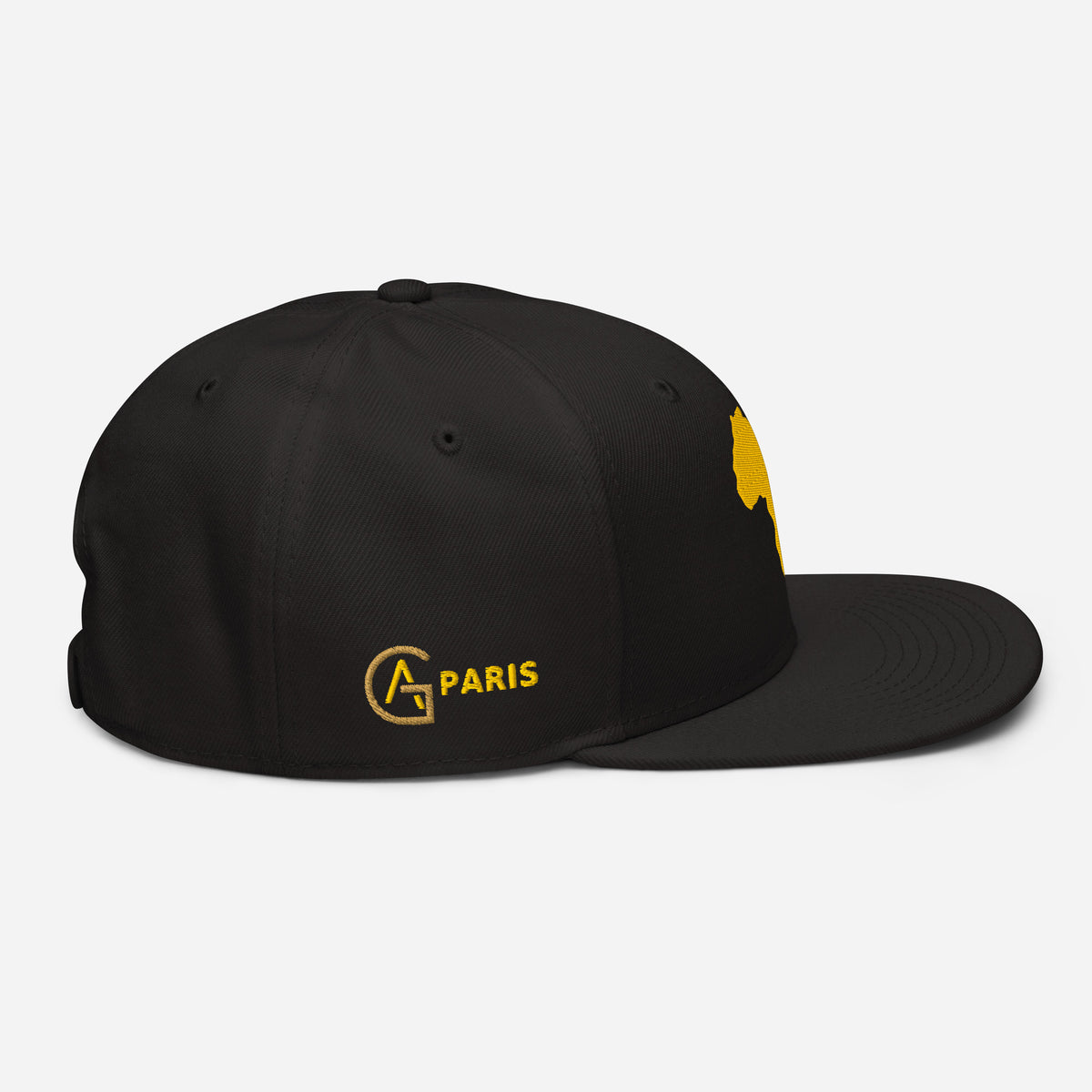 Snapback Noir Broderie GA - logo GA PARIS brodé sur le côté - vue de profil droit - African Generation
