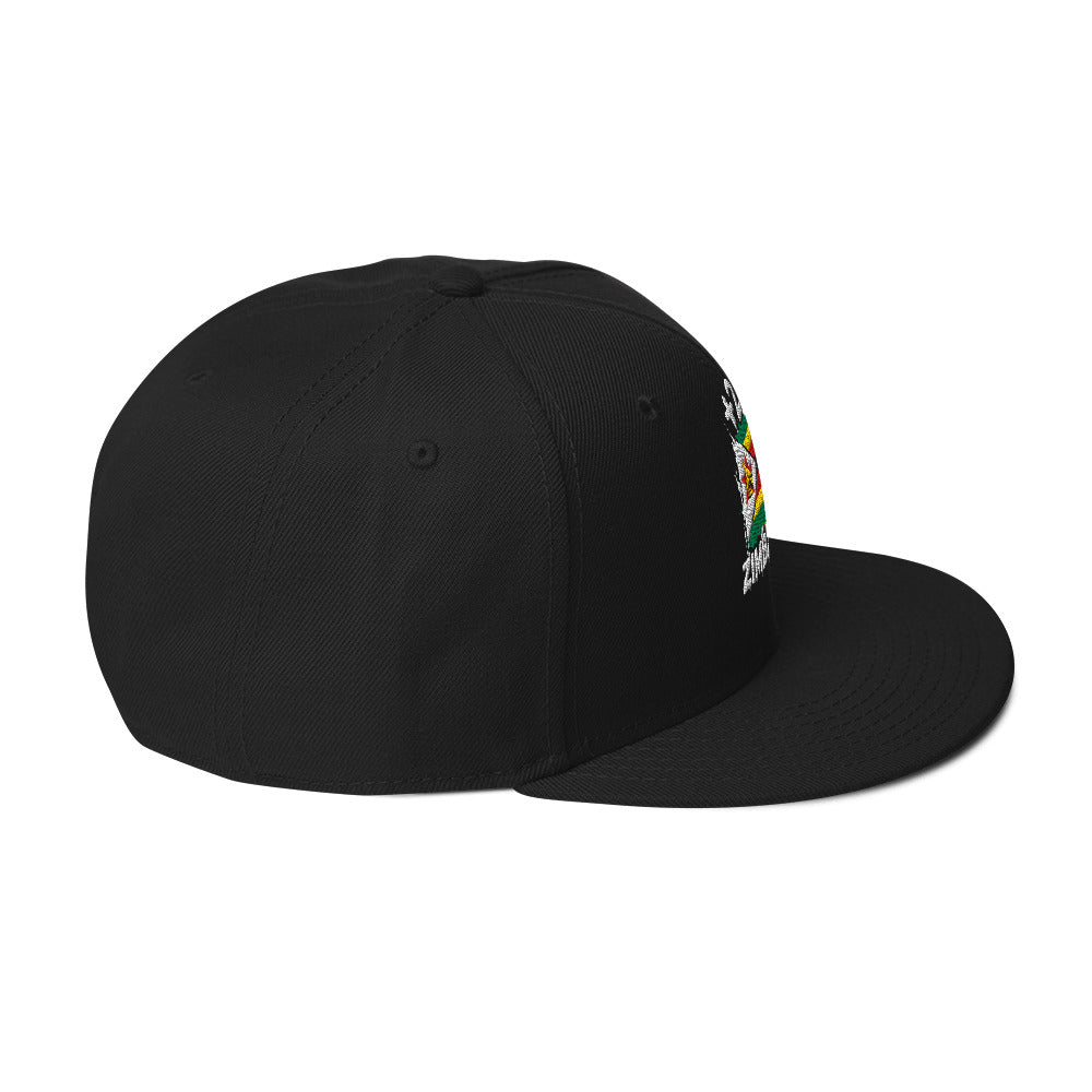 Snapback Zimbabwe +263 - Noir avec drapeau brodé - vue de profil droit - Indicatif Fier
