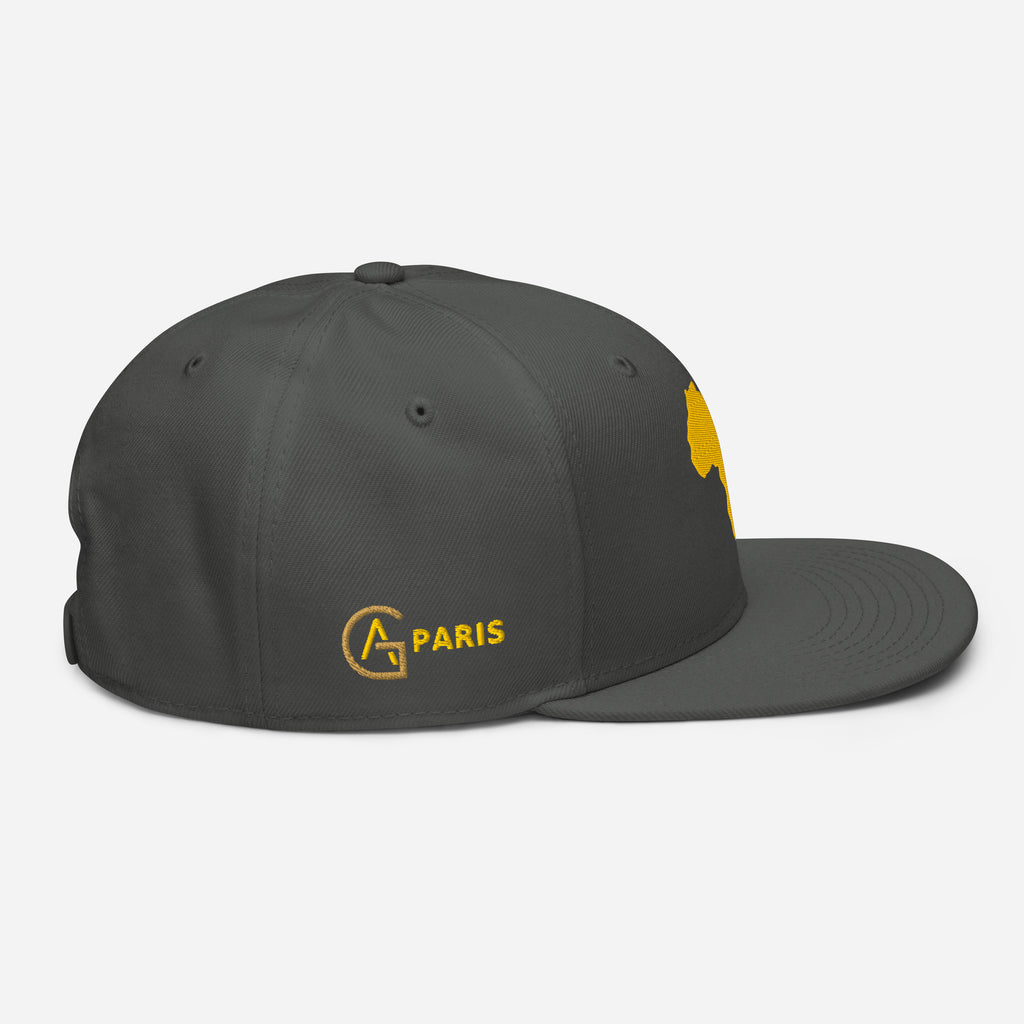 Snapback Gris Broderie GA - logo GA PARIS brodé sur le côté - vue de profil droit - African Generation