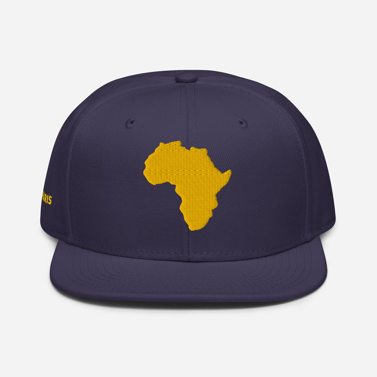 Snapback Marine Broderie GA - carte de l'Afrique brodée or - vue de face - African Generation