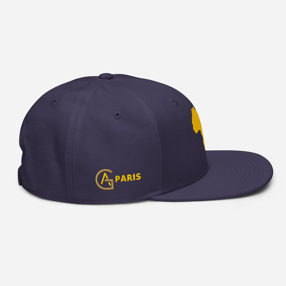 Snapback Marine Broderie GA - logo GA PARIS brodé sur le côté - vue de profil droit - African Generation