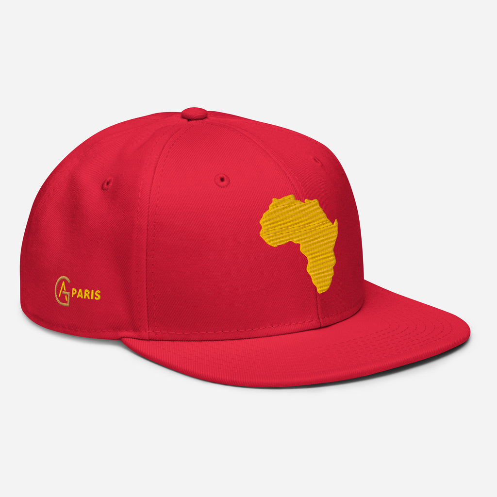 Snapback Rouge Broderie GA - vue de trois-quarts droit - African Generation