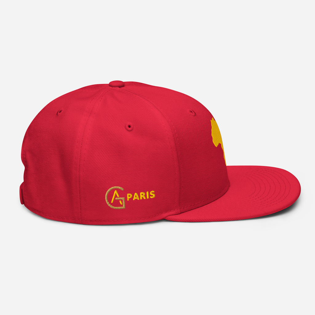 Snapback Rouge Broderie GA - logo GA PARIS brodé sur le côté - vue de profil droit - African Generation