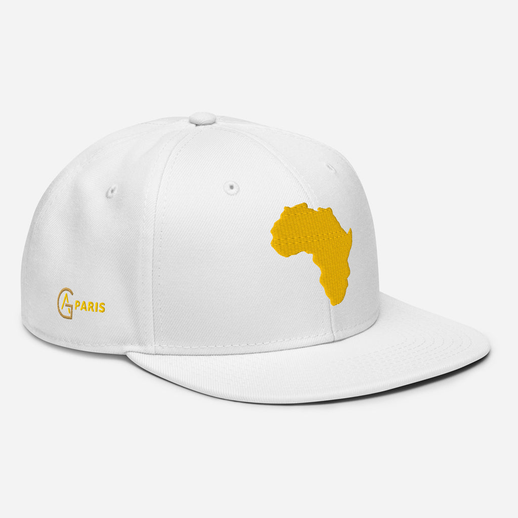 Snapback Blanc Broderie GA - vue de trois-quarts droit - African Generation
