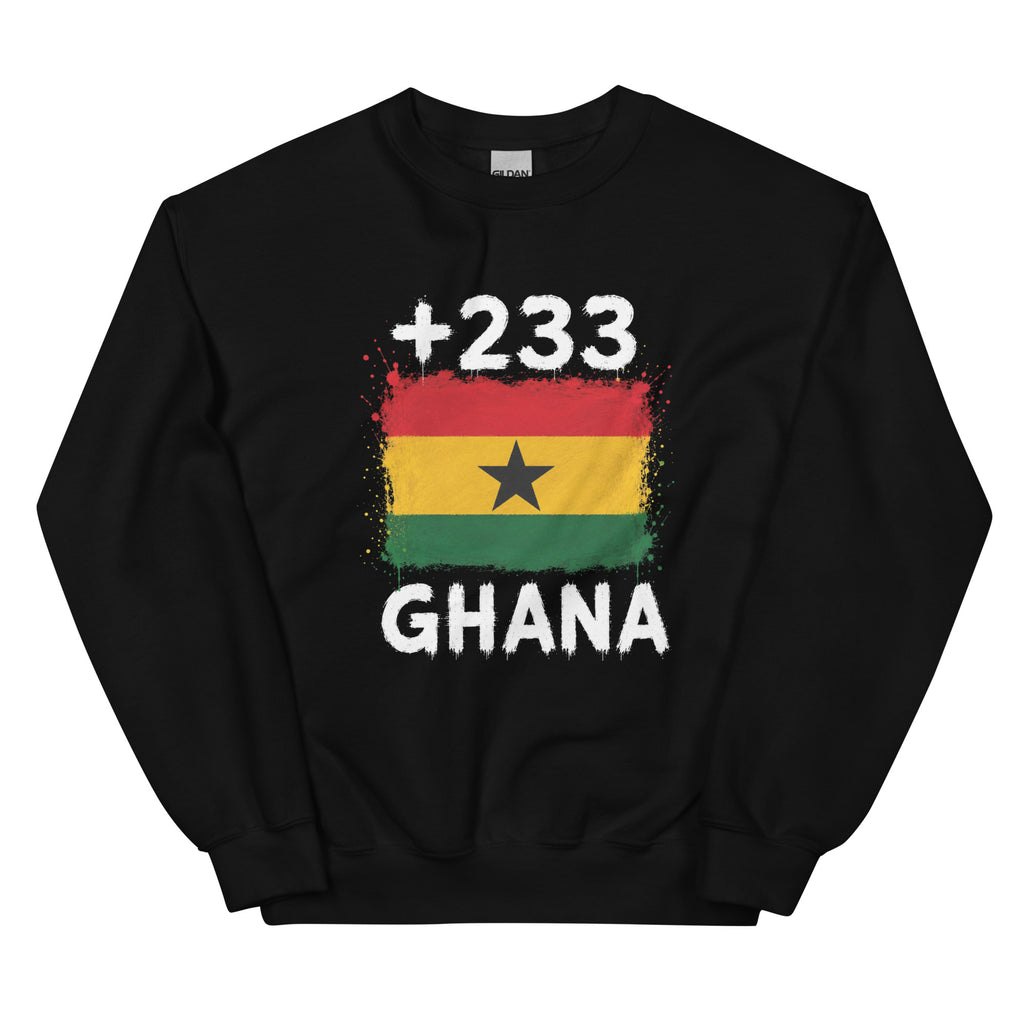 Sweat Ghana +233 Noir - vue de face