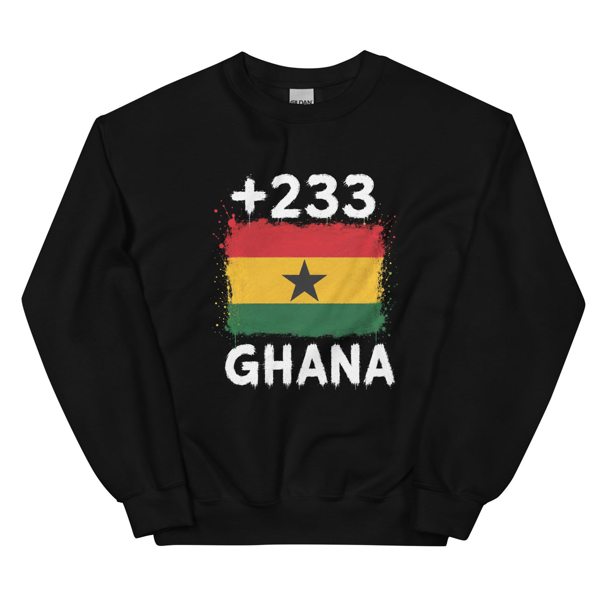 Sweat Ghana +233 Noir - vue de face