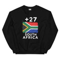 Sweat Afrique du Sud +27 noir - face avant avec drapeau sud-africain