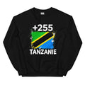 Sweat Tanzanie +255 vue de face, design drapeau tanzanien
