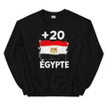 Sweat Égypte +20 vue de face, design drapeau égyptien