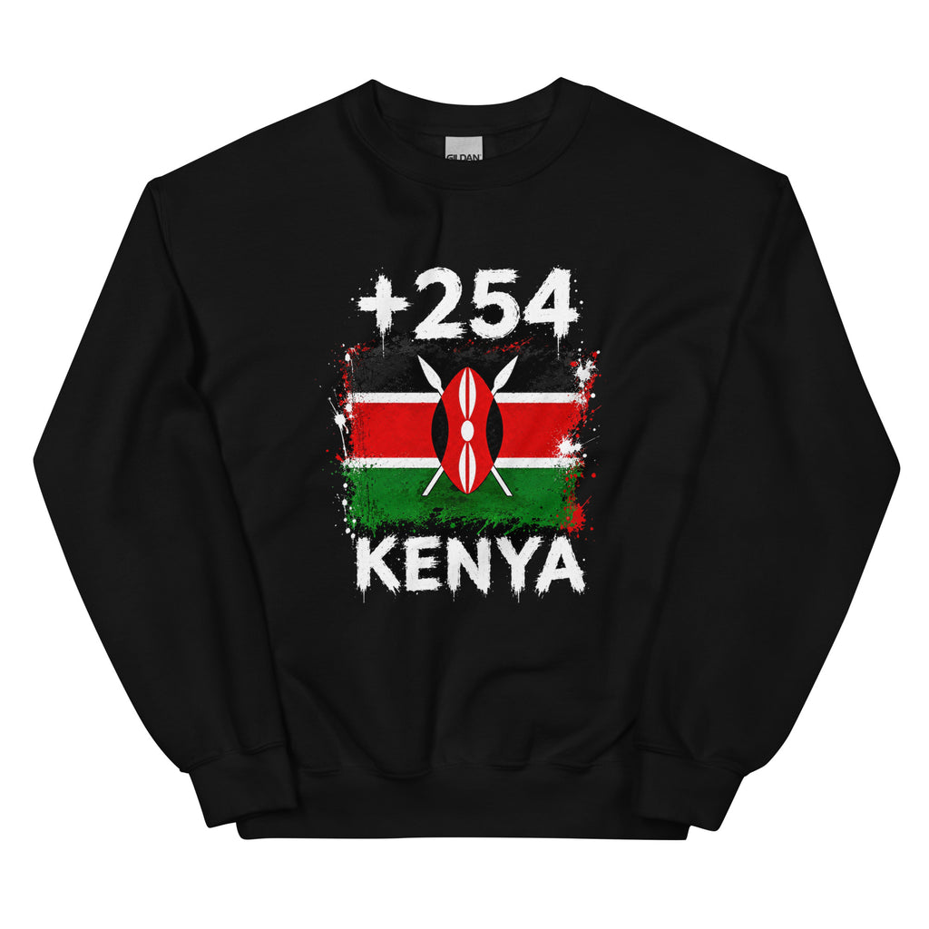 Sweat Kenya +254 vue de face, design drapeau kényan