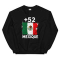 Sweat Mexique +52 vue de face, design drapeau mexicain