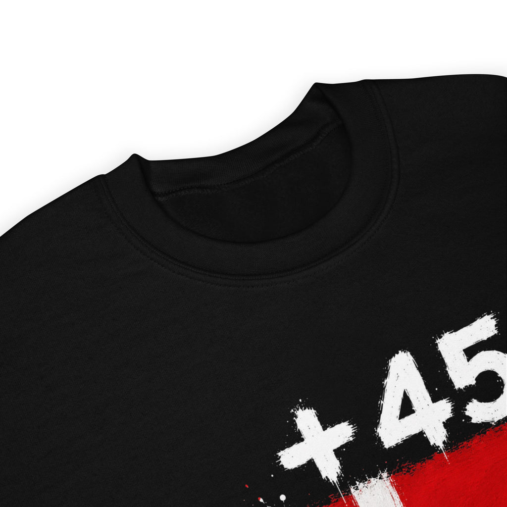 Sweat Danemark +45 noir - vue de profil, détail col