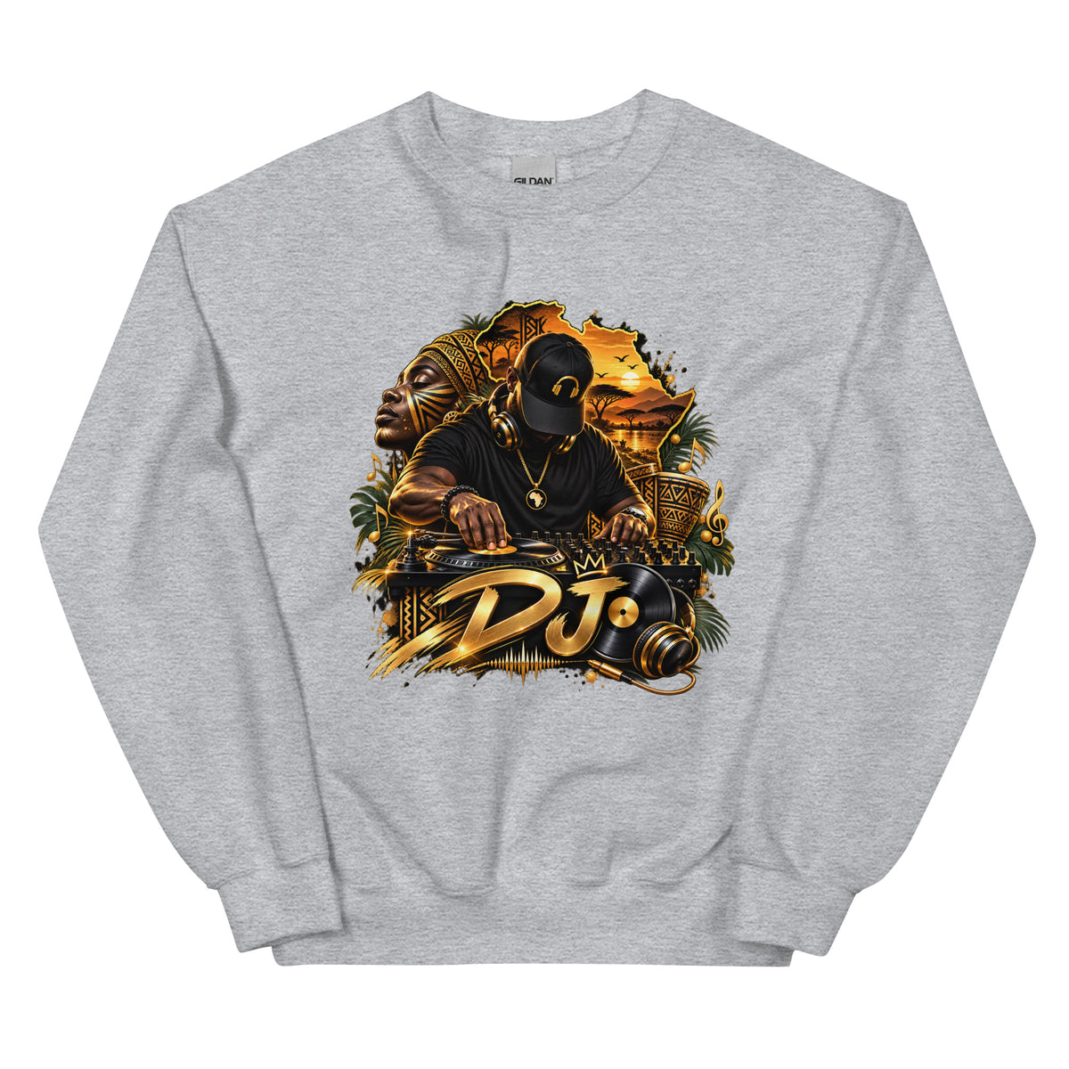 Sweat Gris DJ Gold - vue de face - African Generation