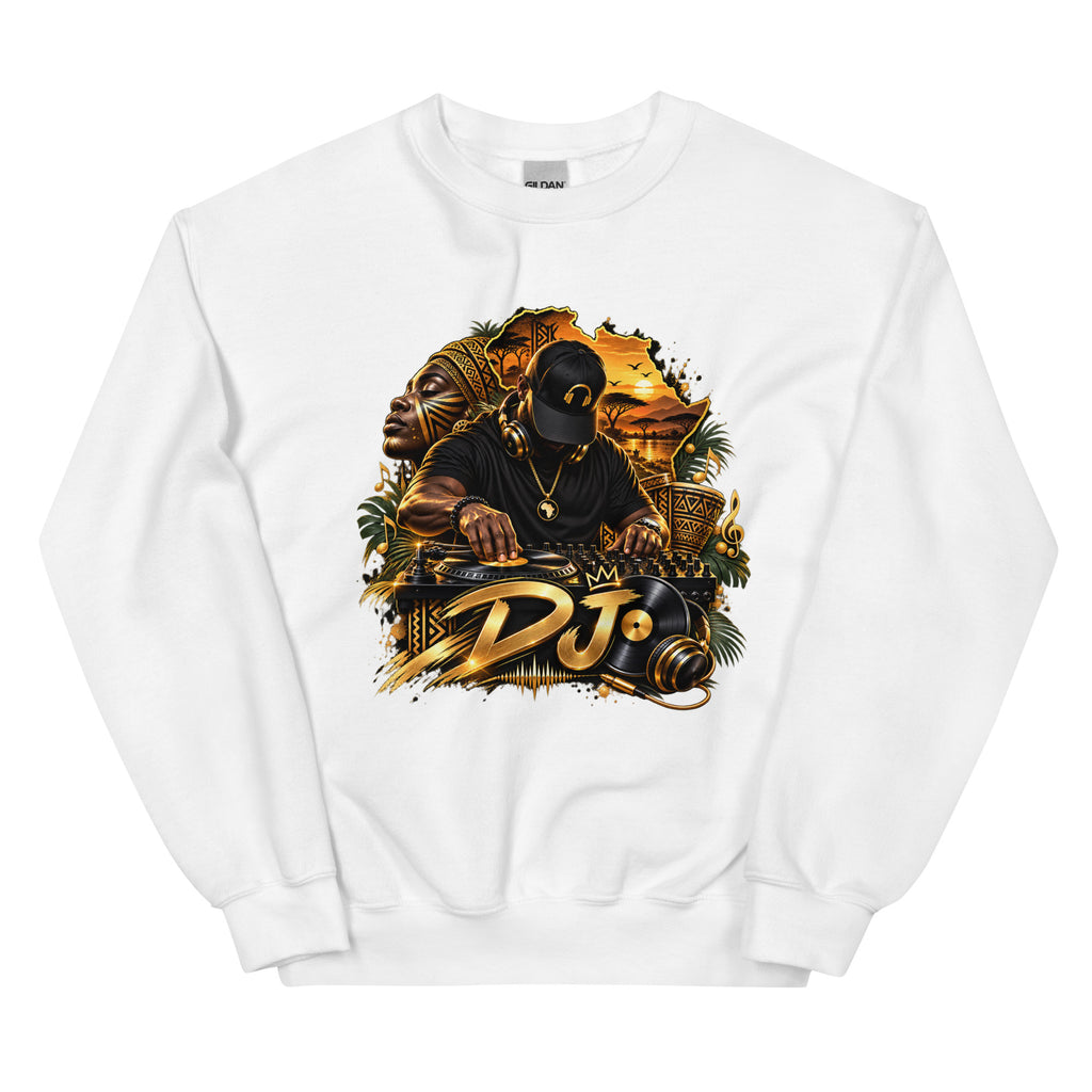 Sweat Blanc DJ Gold - vue de face - African Generation