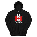 Sweat à capuche noir Canada +1 avec drapeau canadien floqué effet éclaboussure de peinture - Indicatif Fier