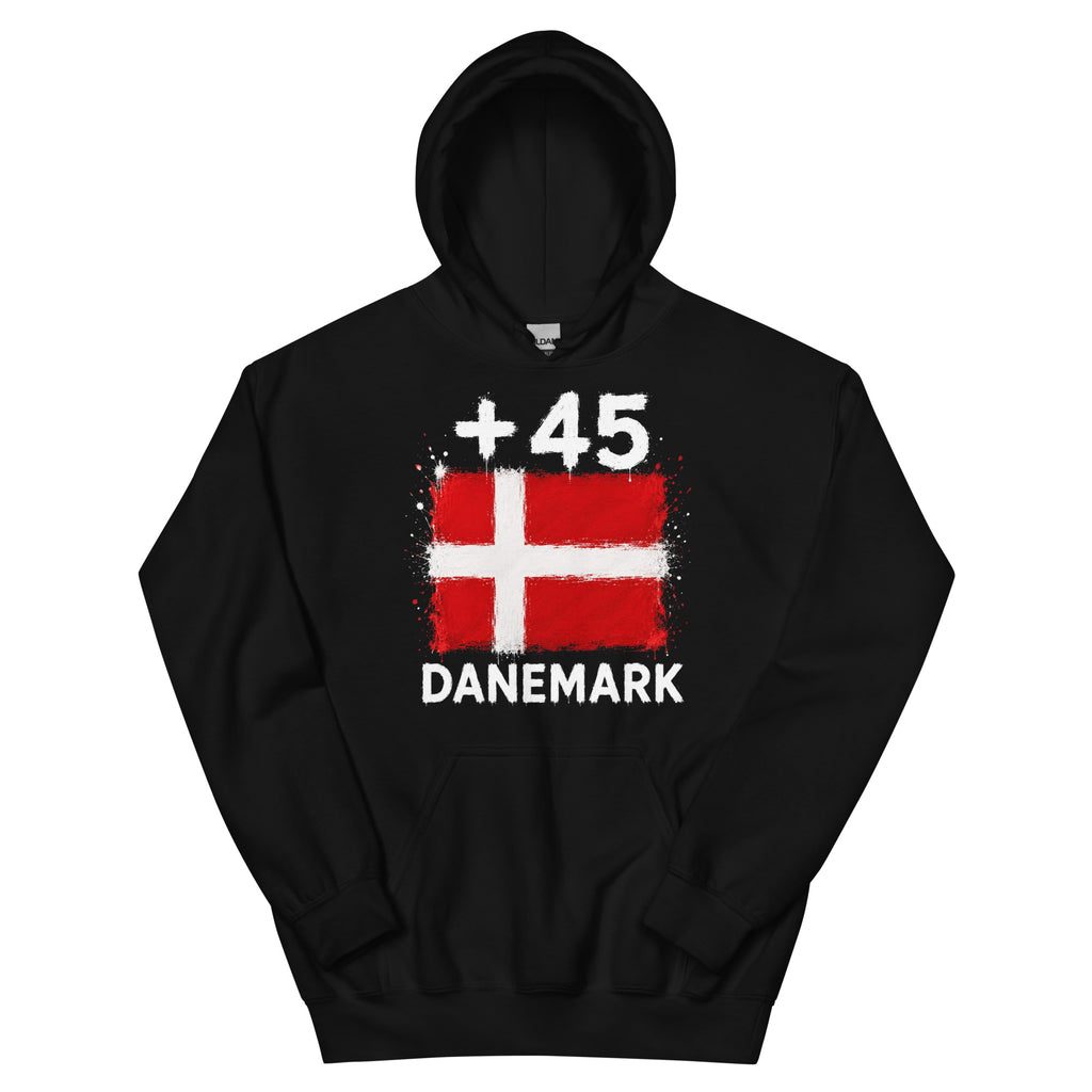 Sweat à Capuche Danemark +45 Noir - vue de face