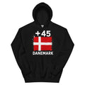 Sweat à Capuche Danemark +45 Noir - vue de face