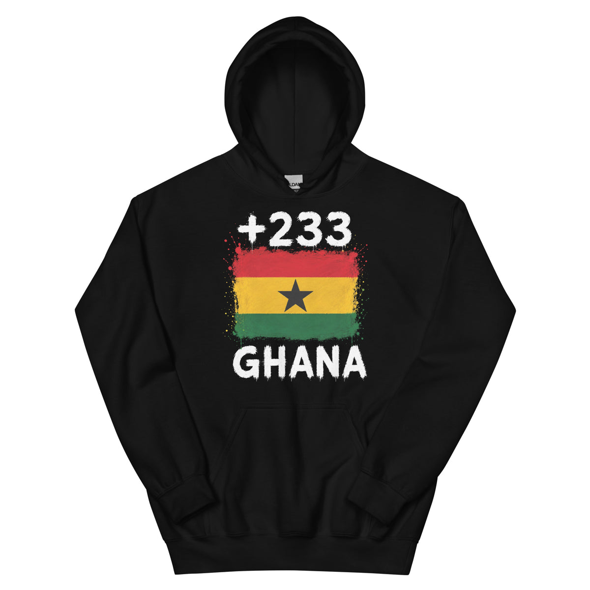 Sweat à Capuche Ghana +233 noir face avant