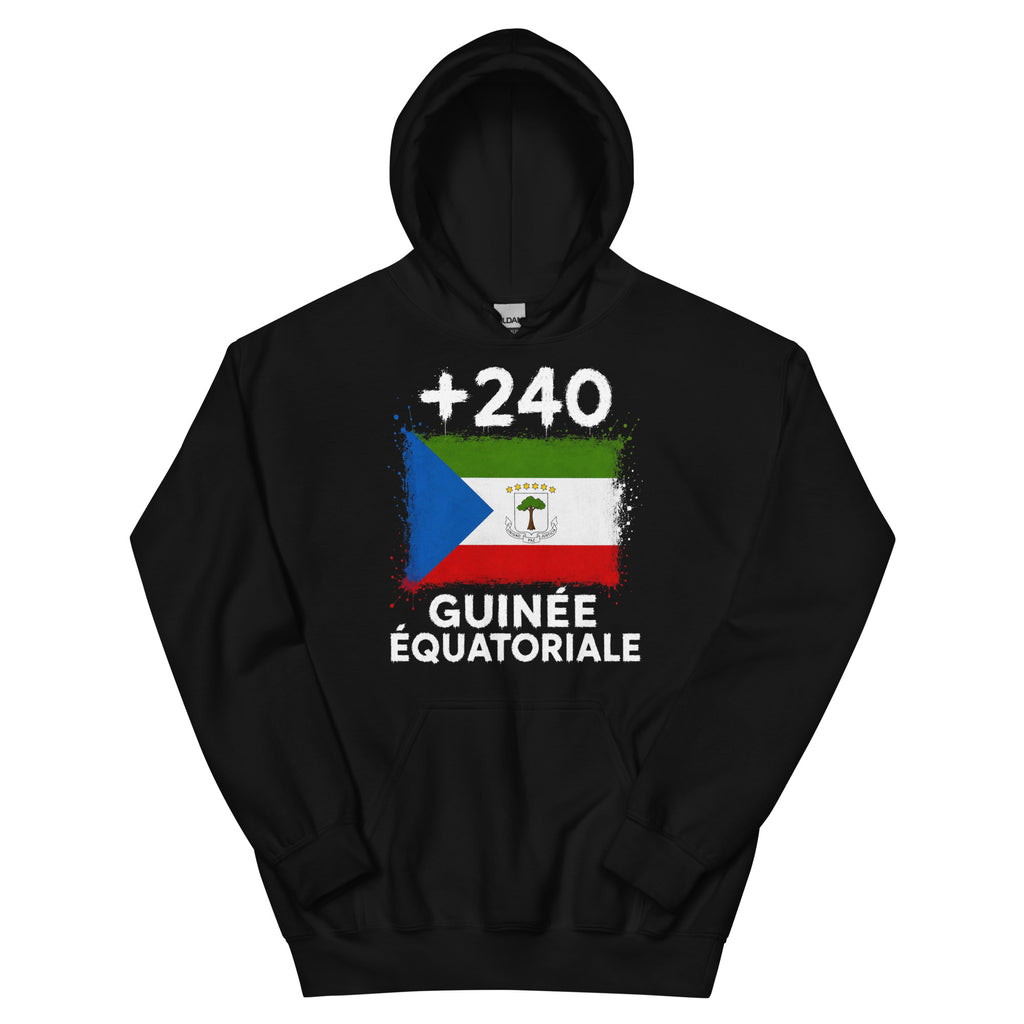 Sweat à capuche Guinée Équatoriale +240 vue de face, drapeau sur poitrine