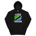 Sweat à Capuche Tanzanie +255 vue de face, design drapeau tanzanien