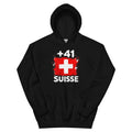 Sweat à Capuche Suisse +41 vue de face, design drapeau suisse