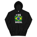 Sweat à Capuche Brésil +55 vue de face, design drapeau brésilien