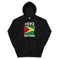 Sweat à Capuche Guyana +592 vue de face, design drapeau guyanien