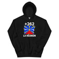 Sweat à Capuche La Réunion +262 vue de face, design drapeau réunionnais