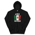 Sweat à Capuche Mexique +52 vue de face, design drapeau mexicain