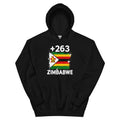 Sweat à Capuche Zimbabwe +263 vue de face, design drapeau zimbabwéen