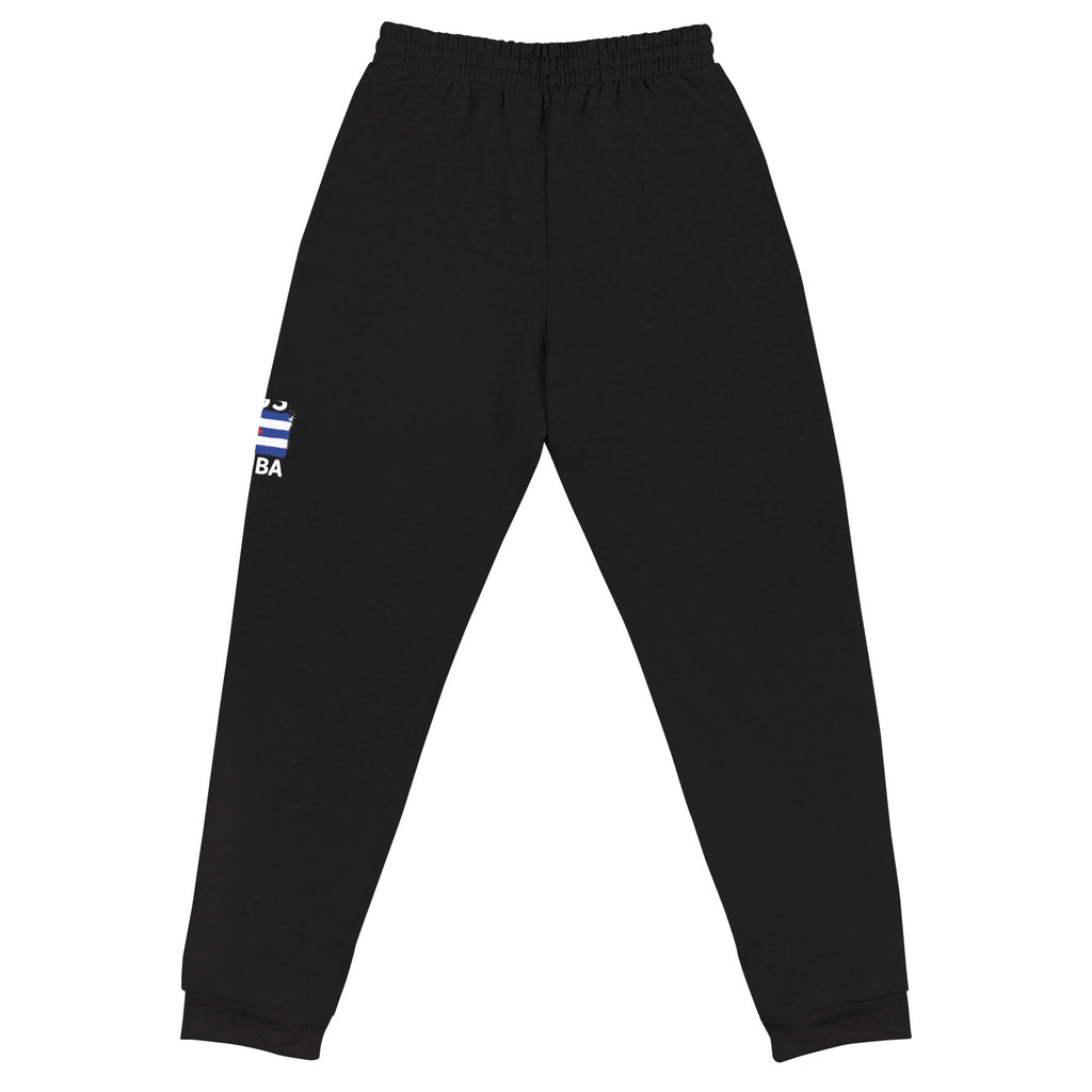 Jogger noir Cuba +53 - vue de dos avec drapeau cubain floqué - Indicatif Fier