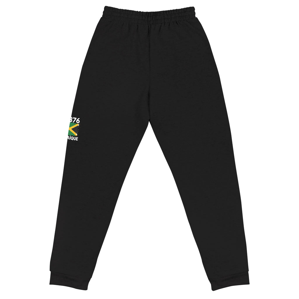 Jogger noir Jamaïque +1876 avec drapeau jamaïcain floqué - vue de dos - Indicatif Fier