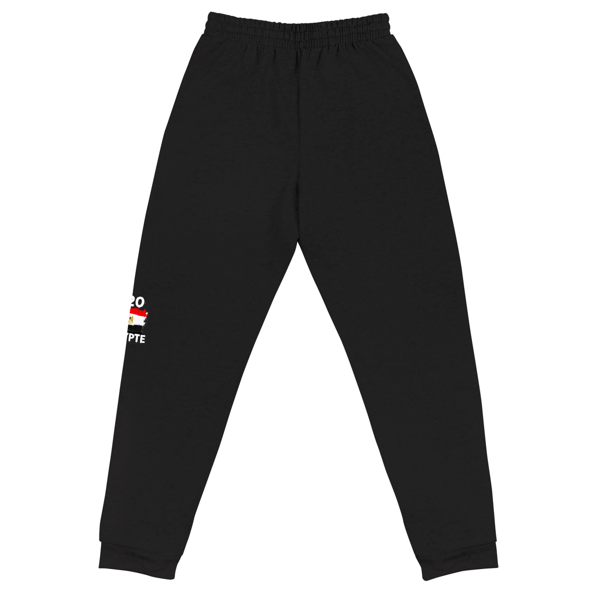 Jogger Égypte +20 - Noir avec drapeau floqué effet éclaboussure de peinture - vue de dos - Indicatif Fier