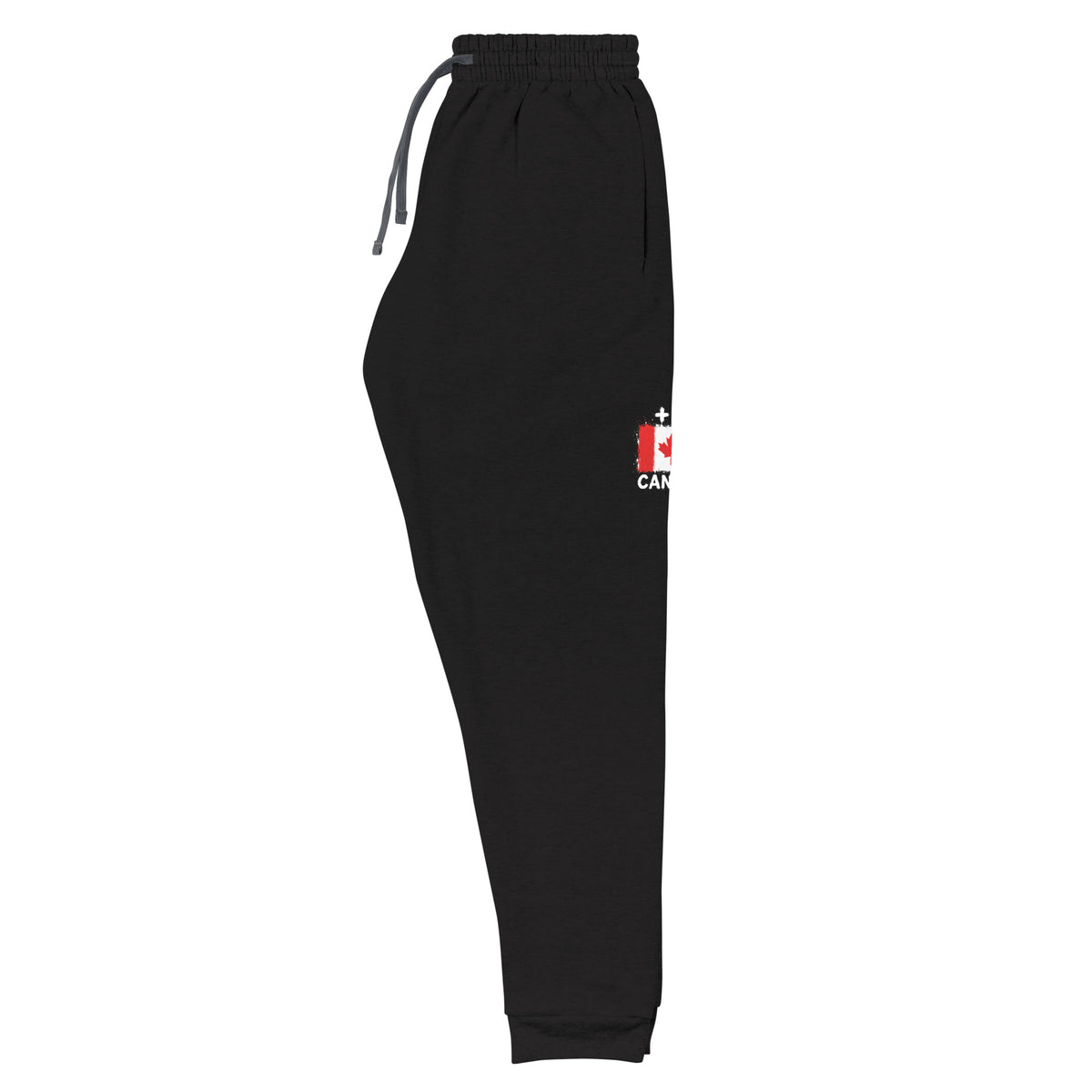 Jogger noir Canada +1 avec drapeau canadien floqué - vue de face - Indicatif Fier