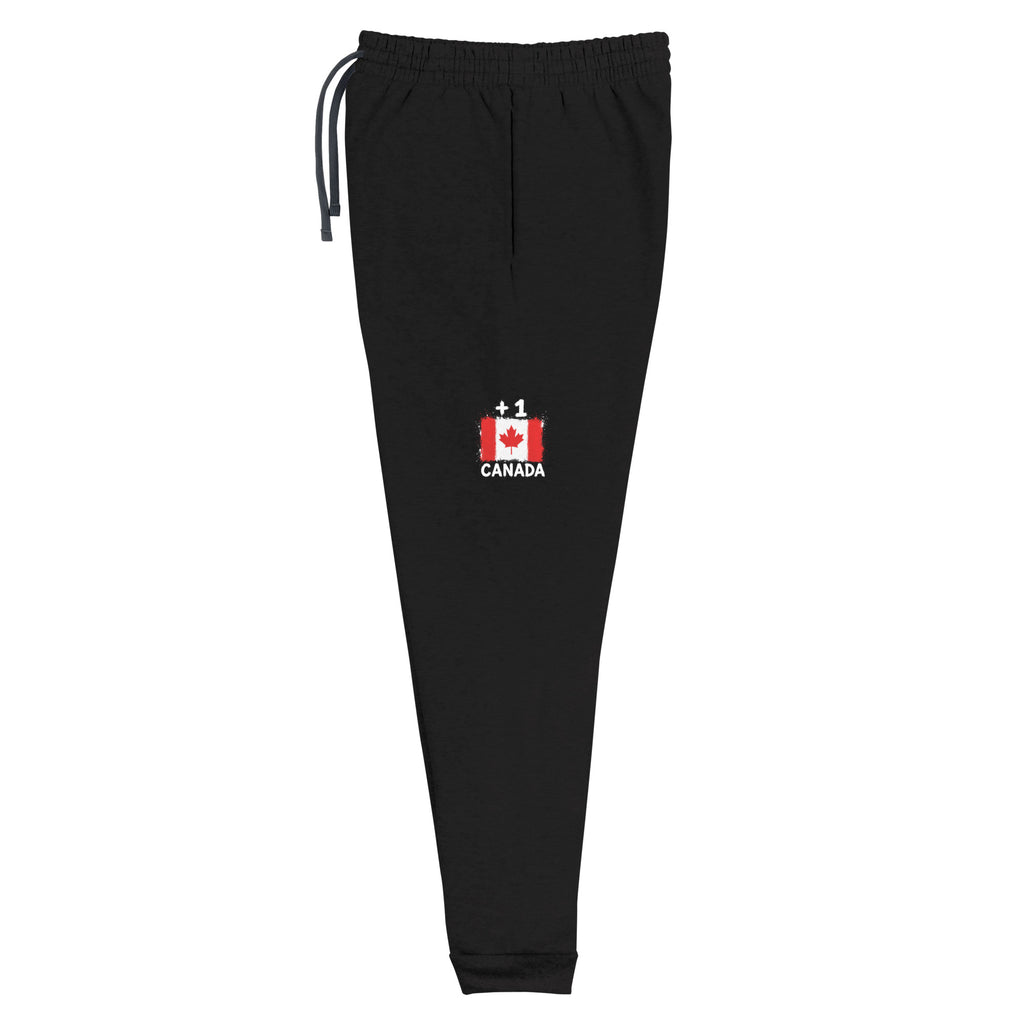 Jogger noir Canada +1 avec drapeau canadien floqué sur la jambe gauche - Indicatif Fier