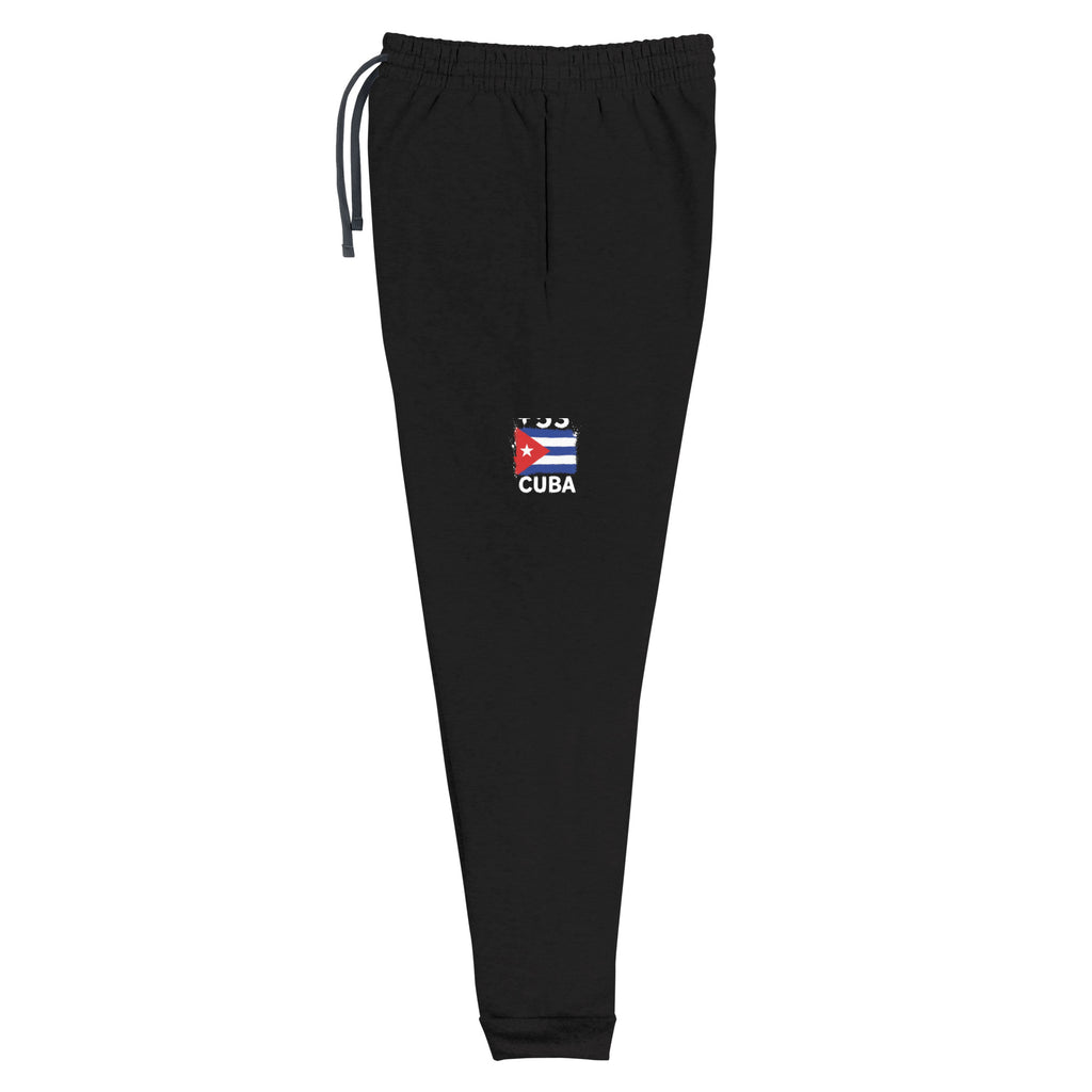 Jogger noir Cuba +53 avec drapeau cubain floqué sur la jambe gauche - Indicatif Fier