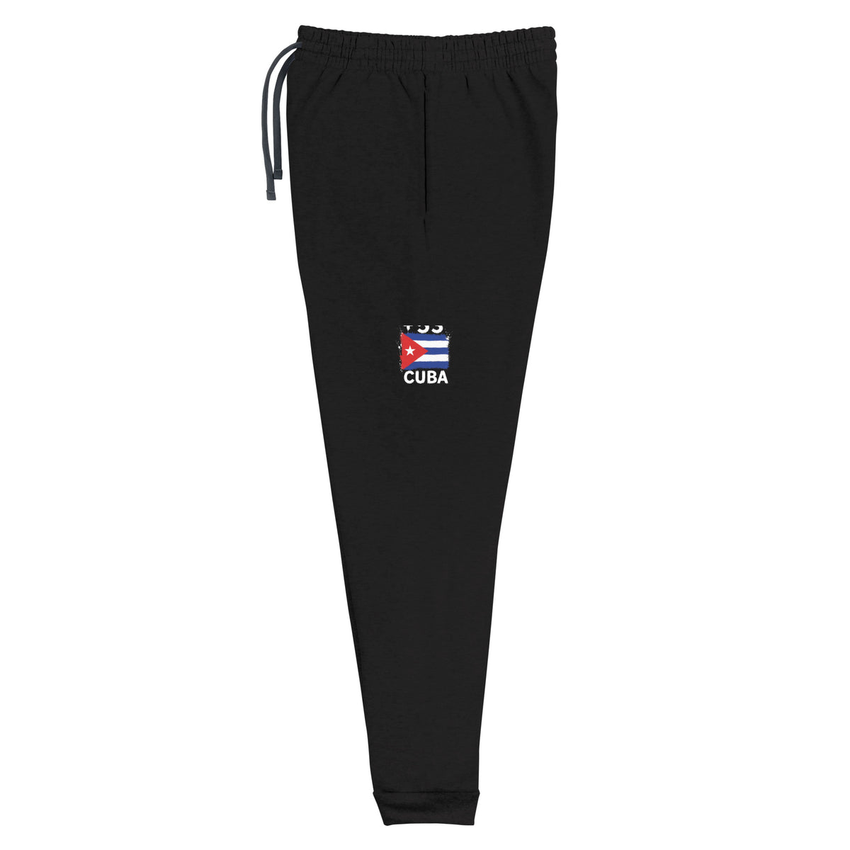 Jogger noir Cuba +53 avec drapeau cubain floqué sur la jambe gauche - Indicatif Fier