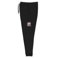 Jogger noir République Dominicaine +1809 avec drapeau dominicain floqué sur la jambe gauche - vue de face - Indicatif Fier