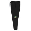 Jogger Guadeloupe +590 - Noir avec drapeau floqué effet éclaboussure de peinture - vue de profil gauche - Indicatif Fier