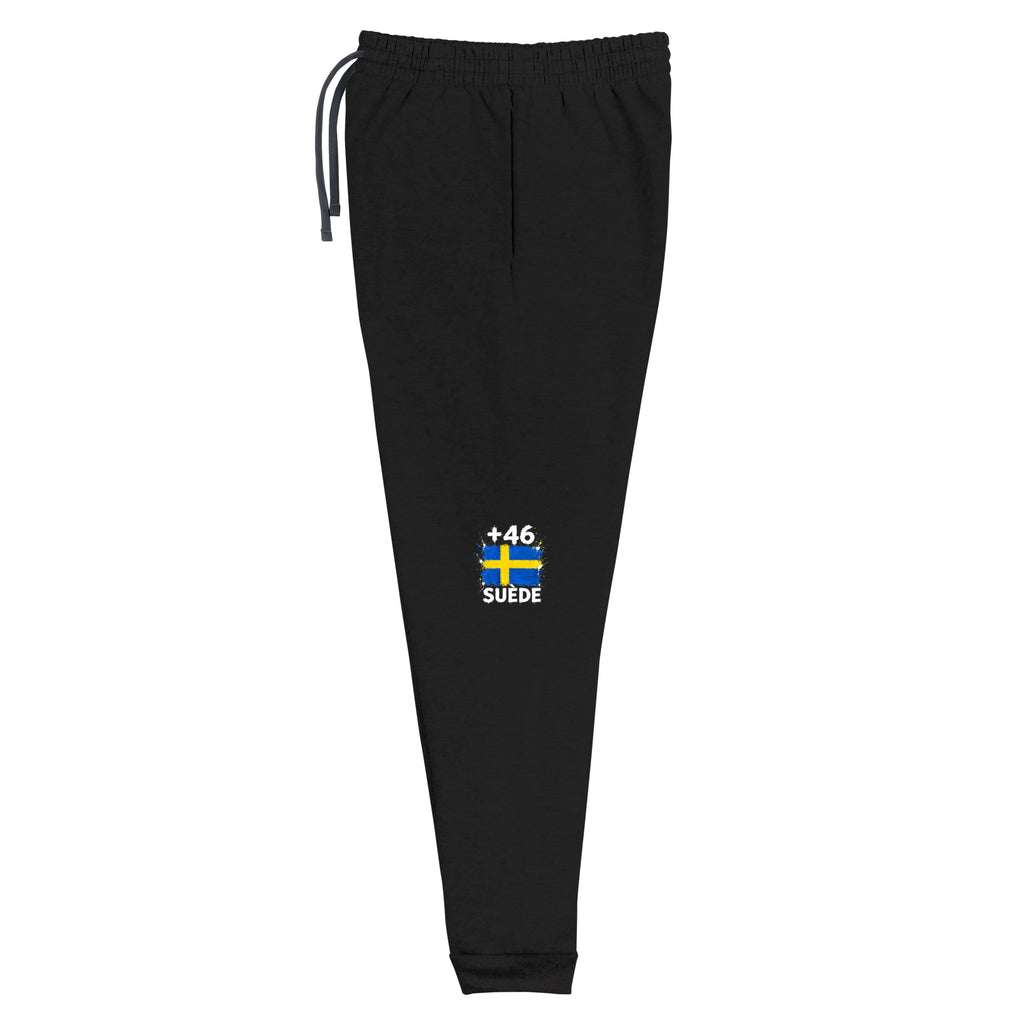 Jogger noir Suède +46 avec design drapeau suédois imprimé