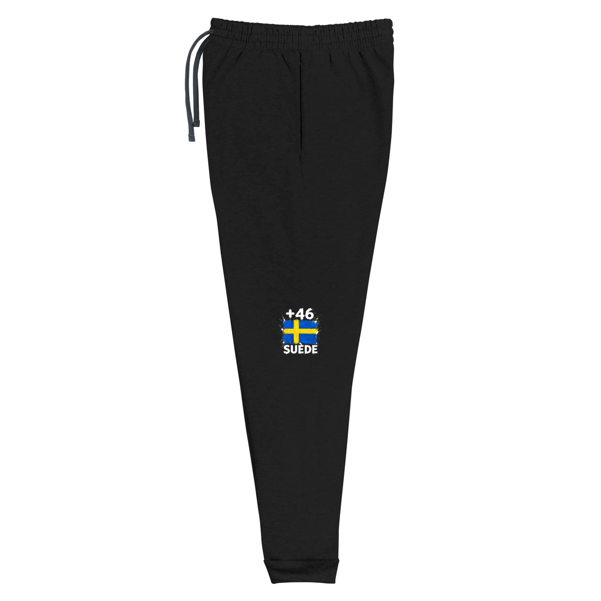 Jogger noir Suède +46 avec design drapeau suédois imprimé