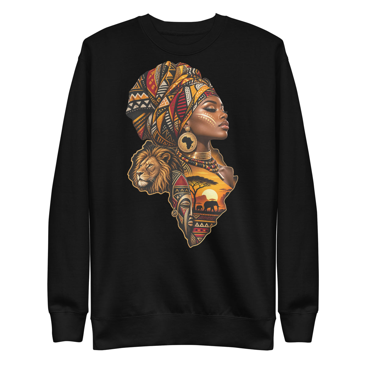 Sweat Noir Africa Queen - vue de face - African Generation