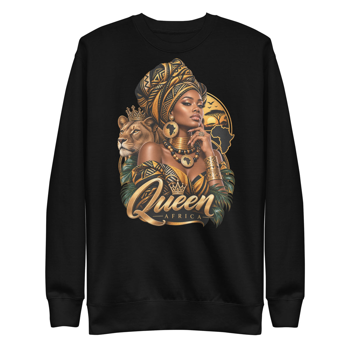 Sweat Noir Queen Africa - vue de face - African Generation