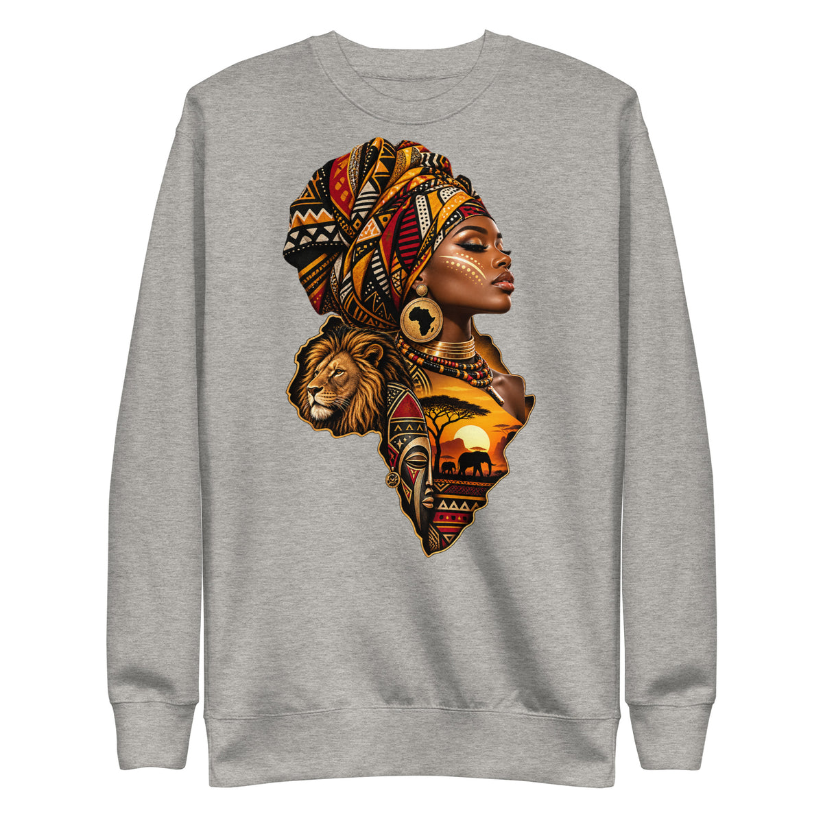 Sweat Gris Africa Queen - vue de face - African Generation