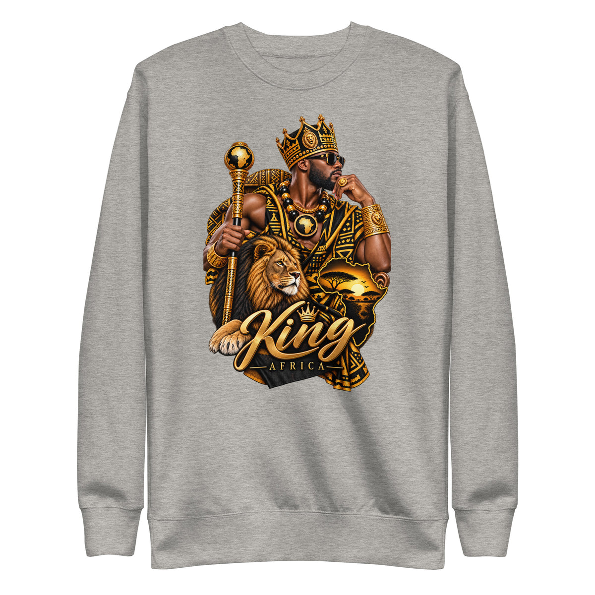 Sweat Gris King Africa - vue de face - African Generation